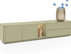 New XOOON Trentino, Lowboard 210 cm. - 2-deuren + 2-laden + 1-niche - mdf gelakt - Olijf