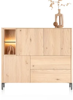 Online XOOON Trenton, dressette 153 cm - 3-deuren + 2-laden + 2-niches - natural