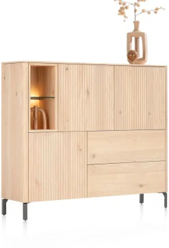 Online XOOON Trenton, dressette 153 cm - 3-deuren + 2-laden + 2-niches - natural