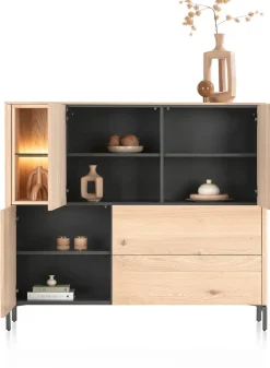 Online XOOON Trenton, dressette 153 cm - 3-deuren + 2-laden + 2-niches - natural