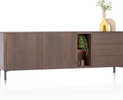 Best XOOON Trenton, Dressoir 210 cm. - 2-deuren + 3-laden + 2-niches - Clay