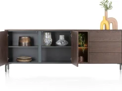Best XOOON Trenton, Dressoir 210 cm. - 2-deuren + 3-laden + 2-niches - Clay