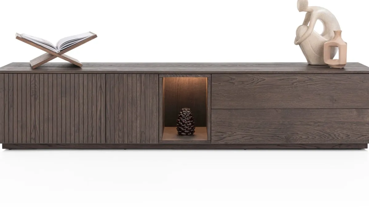 Best XOOON Trenton, lowboard 210 cm - 2-deuren + 2-laden + 1-niche - Clay