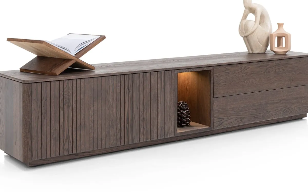 Best XOOON Trenton, lowboard 210 cm - 2-deuren + 2-laden + 1-niche - Clay